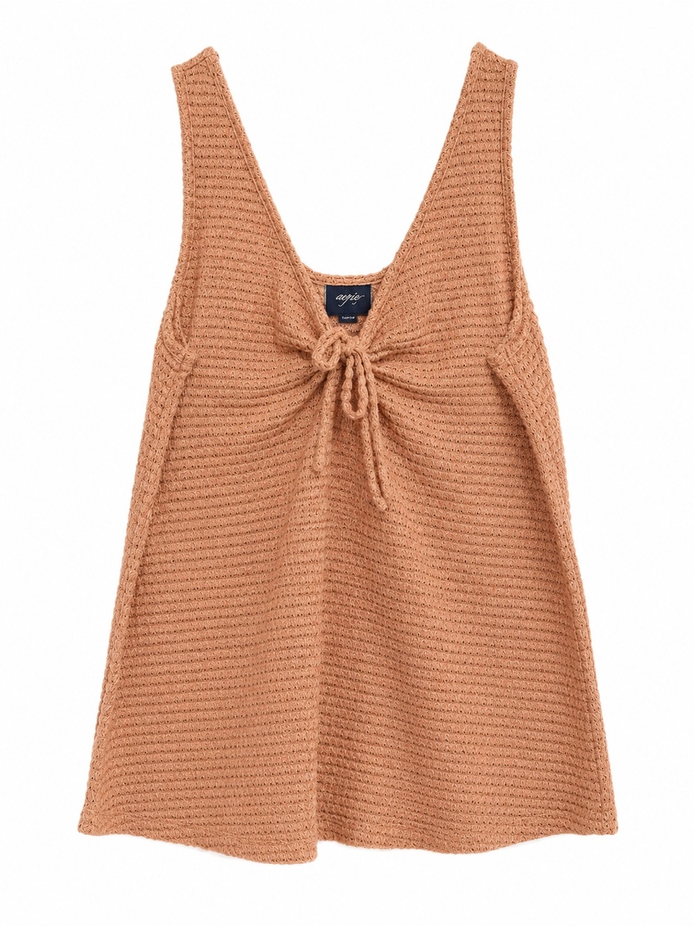 Daytrip Knit Tie-Front Tank Top in Warm Cognac